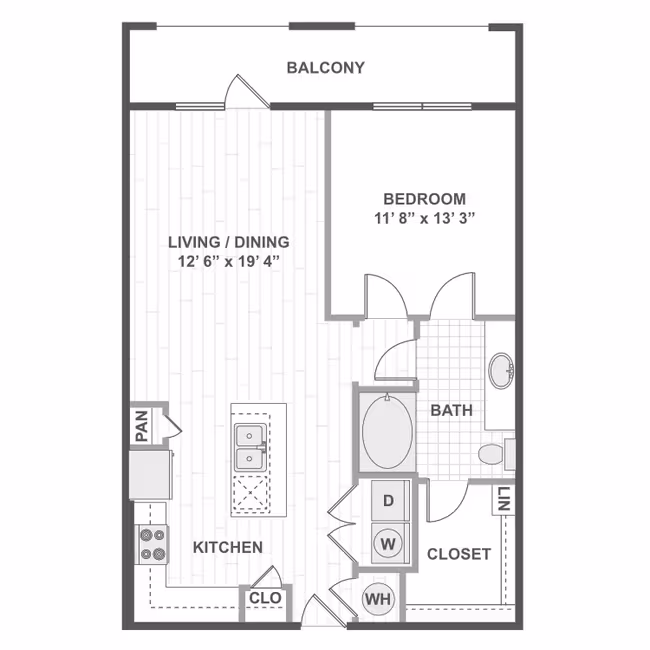 1 Bedroom 11F 435 floor plan